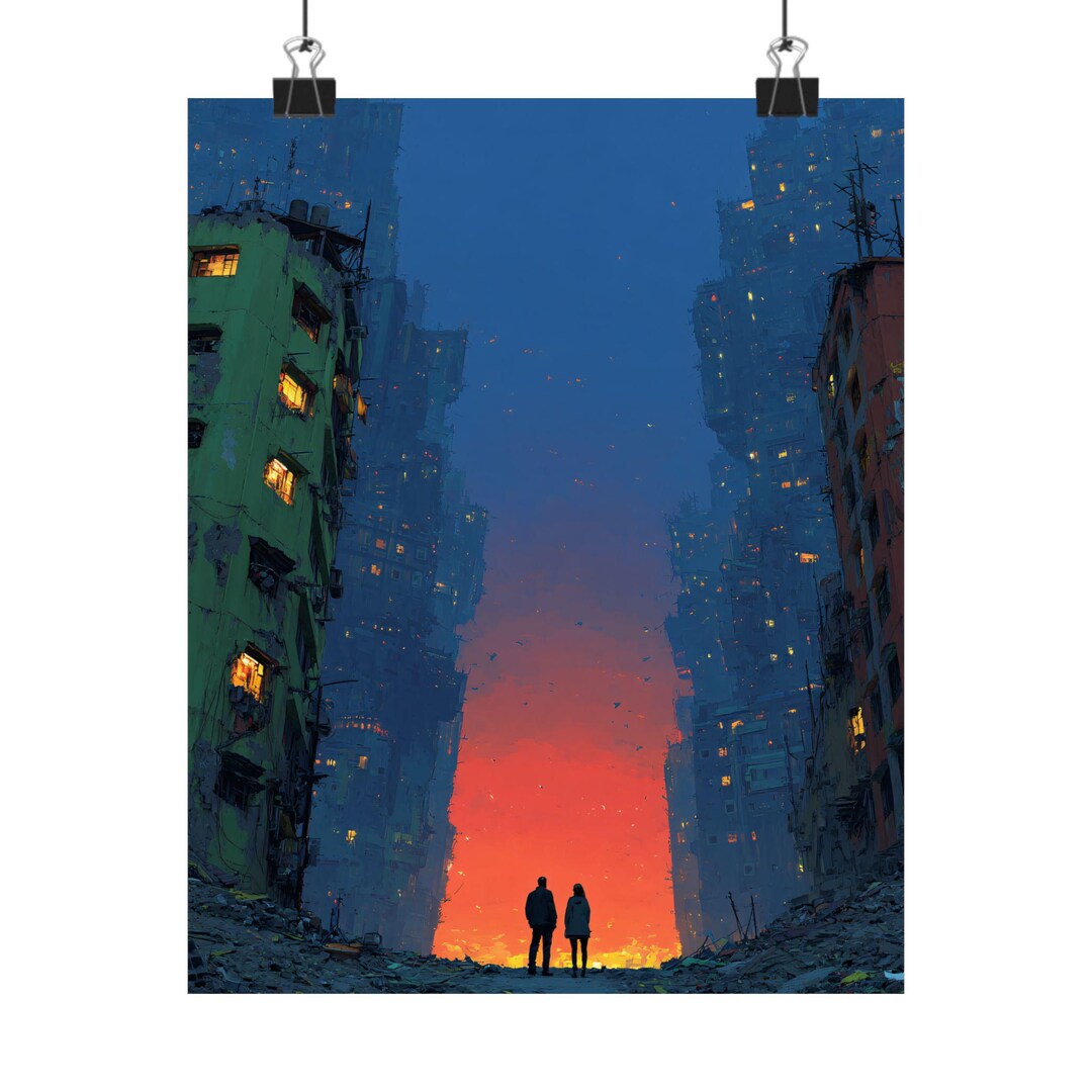Vertical Distopia Sunset Cityscape Poster | Matte Vertical Posters | Dystopia - Etsy