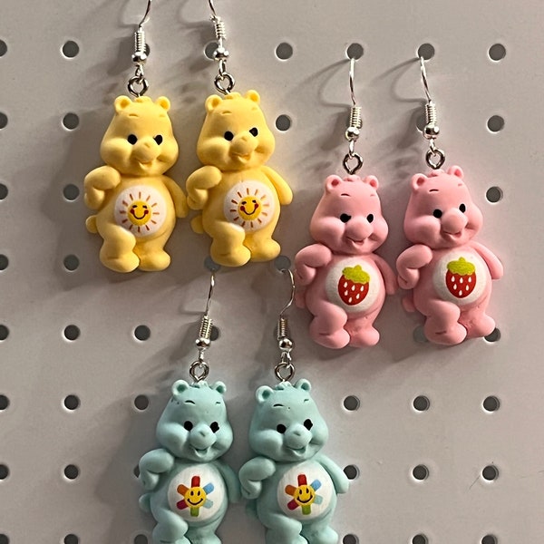 Care bear earring|dainty jewelry,care bears,magic bear earrings,jewelry,cartoon bear,gift,christmas gift,birthday,baby shower