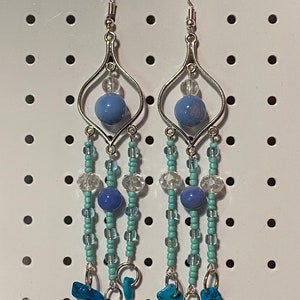 Water or fire dangle earrings| orange,blue,dangle,earrings,jewelry,beaded