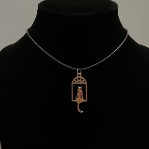 Silver cat necklace| black cord necklace,18 inches, cat, animal