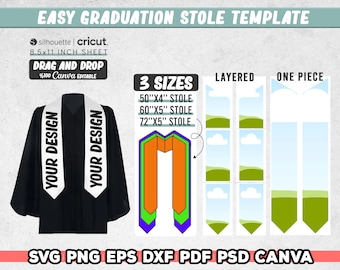 3 Sizes Graduation Stole Template, Stole Template, Canva Template, Stole Template Sublimation, Graduation Svg, Instant Download