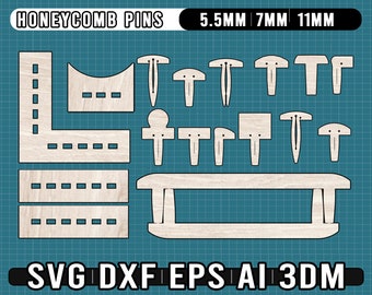 Honeycomb Pins Laser geschnittene Dateien, Glowforge Pins Dateien, Lightburn - Xtool Laser geschnittene Dateien, Instant Download