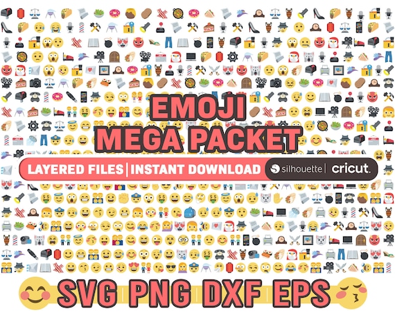 Emoji svg packet, emoji png files, emoji clipart, emojis svg bundle, layered files, Instant Download