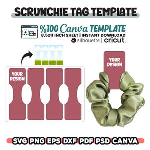 Scrunchie Tag Template, Scrunchie Tags Holder, Printable Scrunchie Tag ...