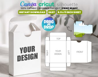 Blank Playing Card Box Template Svg, Poker Card Box Template, Cut Files, Trading Card Box Template, Editable Canva, Cricut - Silhouette