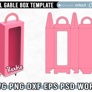 Tall Gable Box Template, Gift Box Template, Favor box svg, Doll Box, Tall Gable Window Box, Box with Handle Template, Instant Download