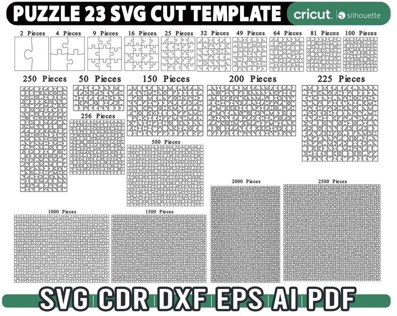 23 Puzzle modello svg, puzzle svg, jigsaw svg per cricut, puzzle taglio laser, file dxf puzzle, Download istantaneo immagine 1