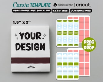Easy Matchbook Template, Editable Matchbook Canva Template, Match Books Template Svg, Party Favors, Cricut, Silhouette, Download Now
