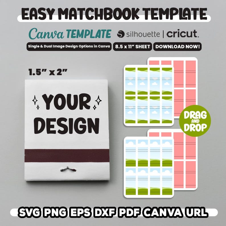 Matchbook Indesign Template Easy Matchbook Template, Editable Matchbook Canva Template, Match Books ...