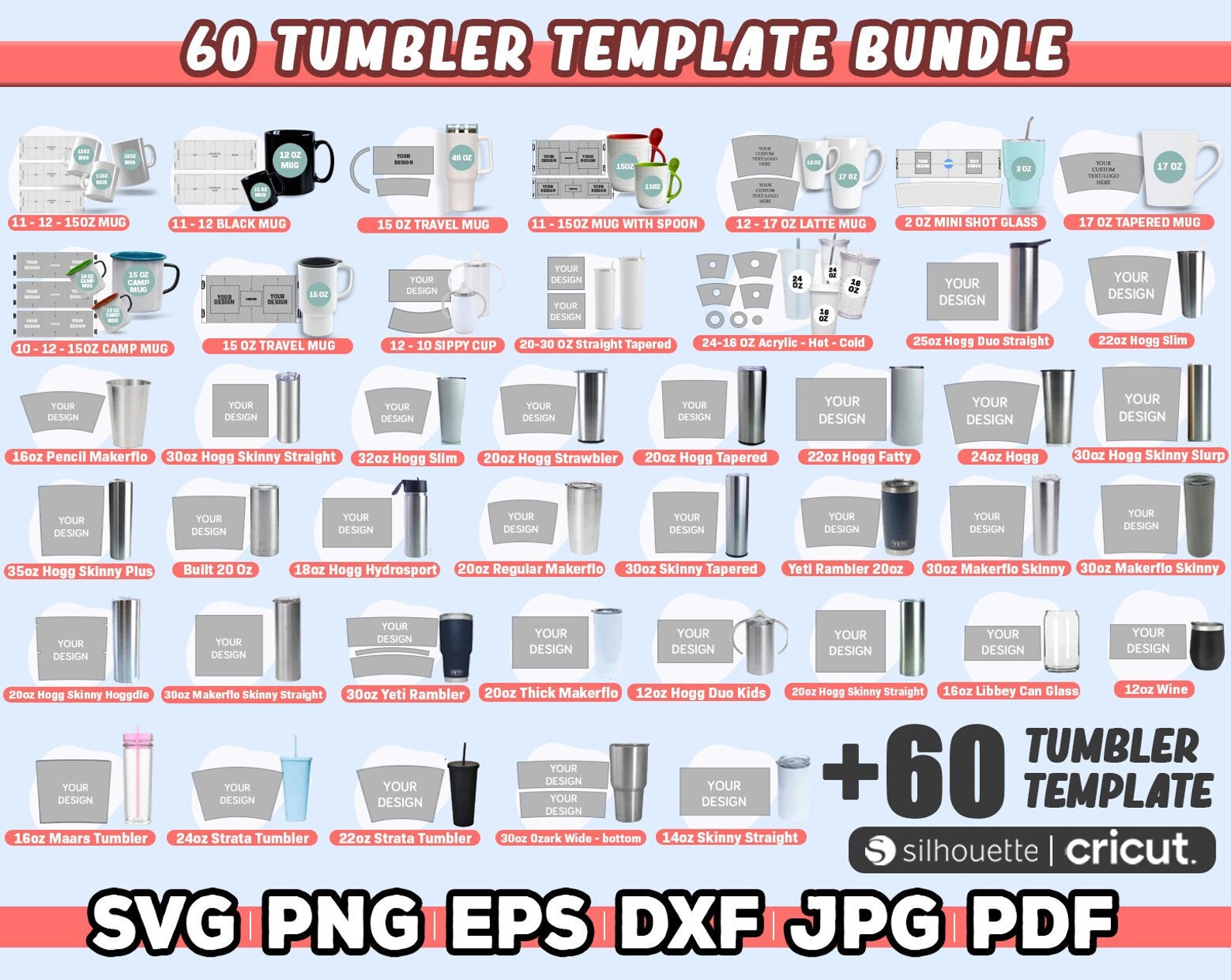 Mega Tumbler Template Svg 60 Tumbler Wrap Tumbler Sublimation Skinny