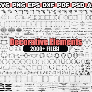 Decorative Elements SVG Bundle, Dividers Borders Svg, Text Divider Svg, Arrow Svg, Border Svg, Wedding Svg, Dxf, Png, Cricut / Silhouette