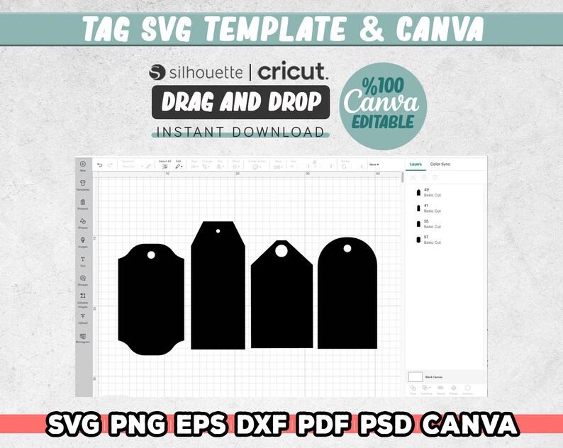 Etiqueta Svg, Formas Svg Canva Editable, Svg para Cricut, Etiquetas de regalo, Etiquetas de precio Svg, Descarga instantánea, Archivos digitales, Descarga instantánea imagen 2