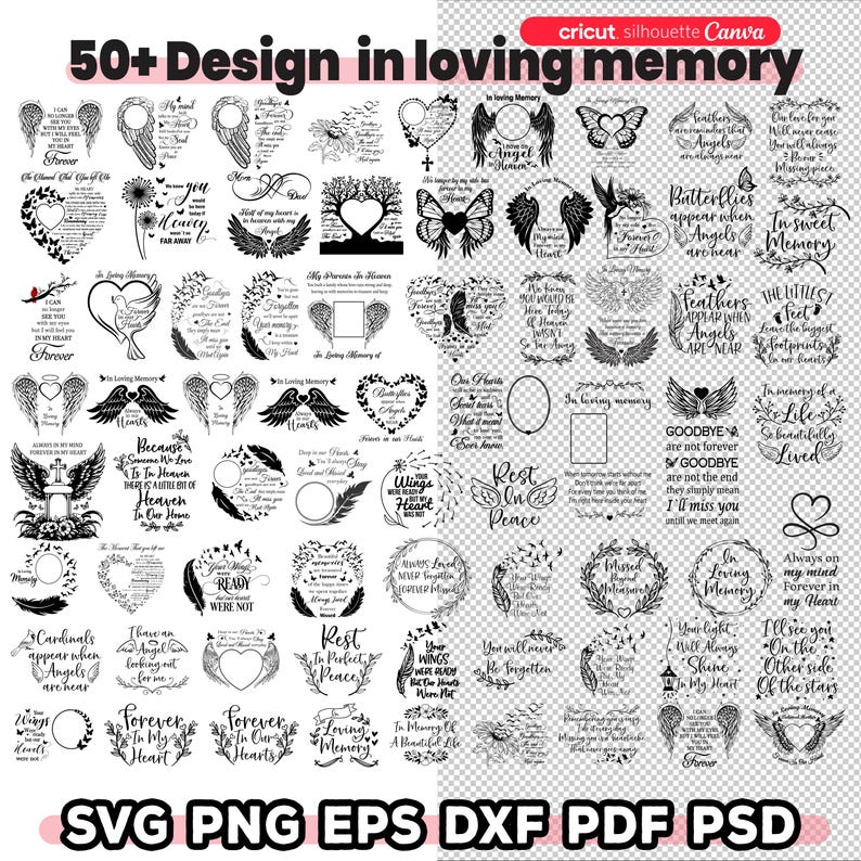 In Loving Memory Svg Bundle, 50+ in Memory Png, Rip Svg, Printable ...