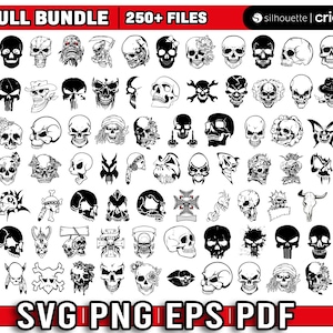 Skull svg bundle, Skull png, sugar skull svg for cricut, punisher skull svg, skull silhouette, skull vector, Instant Download