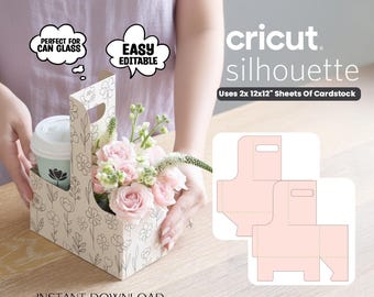 Kaffeeblumenbox-Vorlage, Kaffee Geschenkbox-Vorlage, Blumen Geschenkbox svg, Kaffeetassenhalter-Box, Libbey Glasdosenbox, Cricut, Silhouette