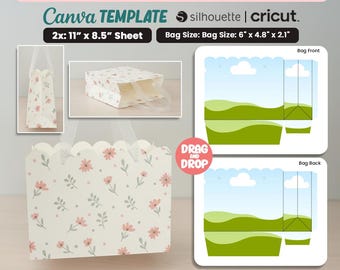 Sjabloon aangepaste cadeauzakje, papieren feesttas canvas sjabloon, cadeauzakje sjabloon, traktatie tas sjabloon, cadeauzakje blanco canvas, Instant Download