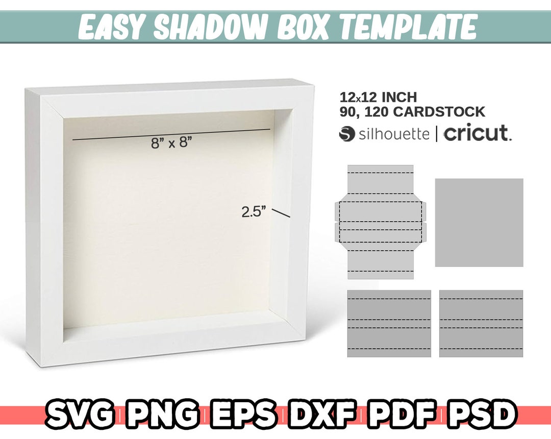 3D Shadow Box Frame, Shadow Box Template, Cricut Shadow Box, Square