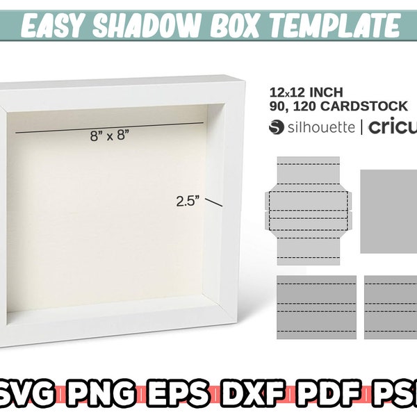 3D Shadow Box Frame, Shadow Box Template, Cricut Shadow Box,  Square Shadow Box, Light Box Template, Video Tutorial, Instant Download
