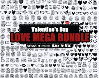 Valentine's Day SVG Bundle, Love Svg, Valentines Day Cricut Design, Hearth SVG, Valentine's Day Png, Silhouette, Valentine Quotes, Instant