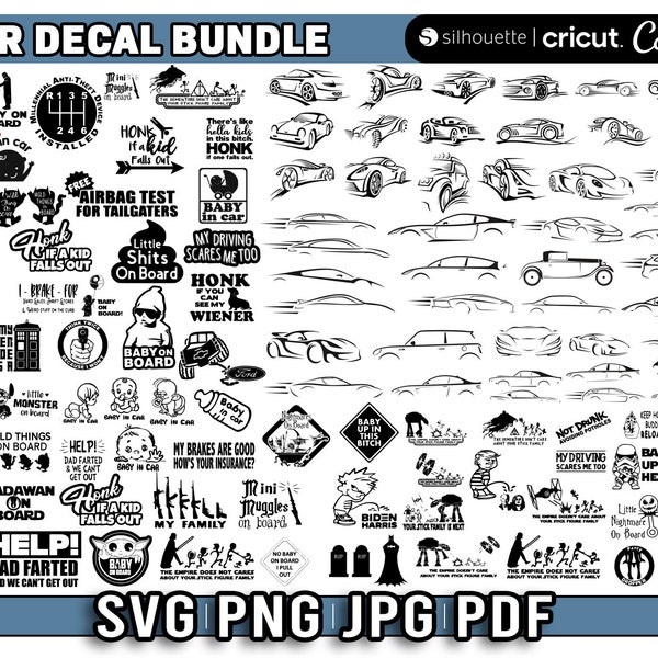 Car decal svg, car svg, car stickers svg, funny car decals svg bundle, svg for cricut, car decal png, Instant Download