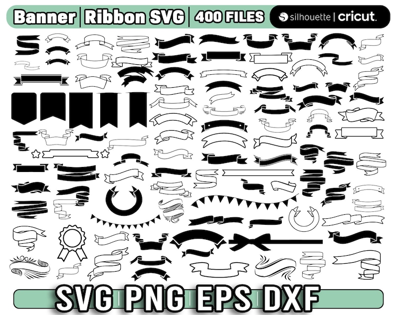 Baner SVG, pakiet wstążki SVG, pliki wycinane banerów wstążki SVG, banery SVG dla Cricut, szablon banera, Instant Download zdjęcie 1