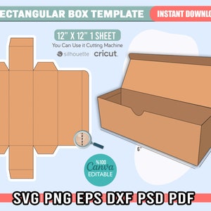 Rechthoekige Box Template SVG, Gift Box Template, Verpakking Box SVG voor Cricut, Box Cut Template, Box Template Dxf, Instant Download