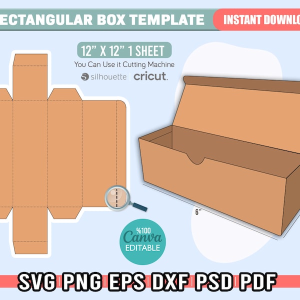 Rectangular Box Template SVG, Gift Box Template, Packaging Box SVG for Cricut, Box Cut Template, Box Template Dxf, Instant Download