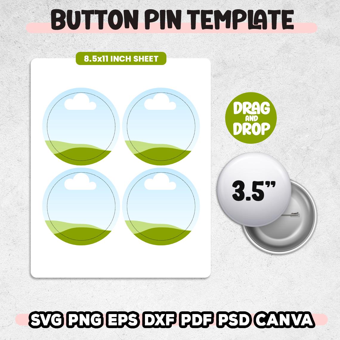 8 Button Pin Template Bundle Svg, Circle Button for Canva, Button Pin ...