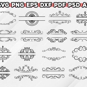 Pakiet elementów dekoracyjnych SVG, dzielniki obramowania SVG, dzielnik tekstu SVG, strzałka SVG, obramowanie SVG, wesele SVG, DXF, PNG, Cricut/sylwetka zdjęcie 4