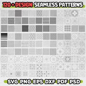 100 以上のシームレス パターン SVG バンドル、幾何学的シームレス SVG、幾何学的背景、レーザー カット、幾何学的パターン SVG、ベクター、形状パターン