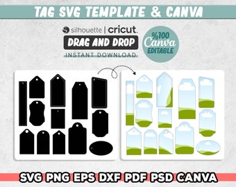 Tag Svg, Shapes Svg Canva Editable, Svg for Cricut, Gift Tags, Price Tags Svg, Instant download, Digital Files, Instant Download