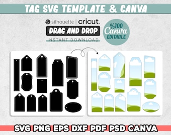 Tag Svg, Forme Svg Canva modificabile, Svg per Cricut, Etichette regalo, Etichette prezzo Svg, Download istantaneo, File digitali, Download istantaneo