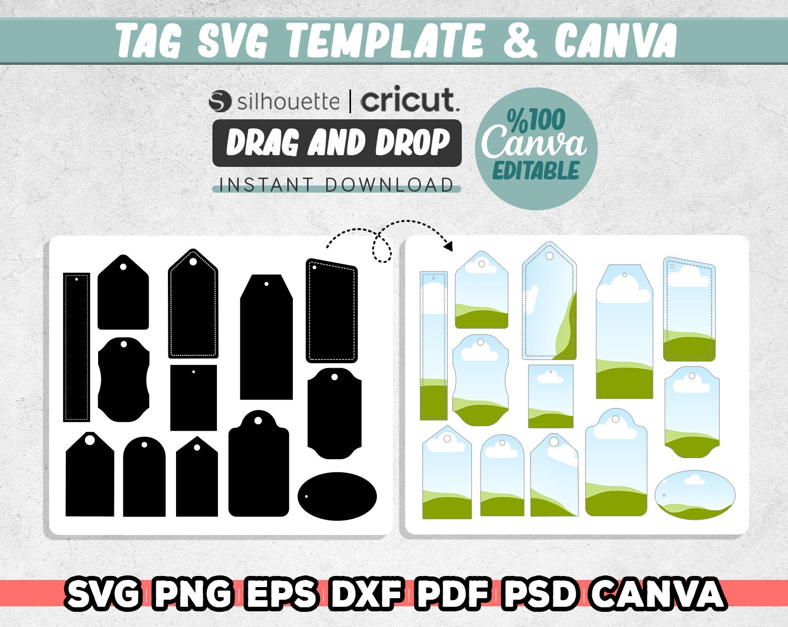Tag Svg, Shapes Svg Canva Editable, Svg for Cricut, Gift Tags, Price Tags Svg, Instant download, Digital Files, Instant Download