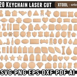 Keychain Laser Cut Files, Keyring Design Files For Laser Cutting, Keychain Glowforge Cut Templates, Keychain Svg, Svg For Cricut, DXF file