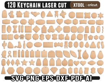 Keychain Laser Cut Files, Keyring Design Files For Laser Cutting, Keychain Glowforge Cut Templates, Keychain Svg, Svg For Cricut, DXF file