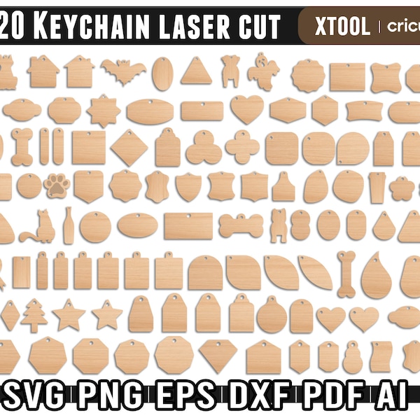 Keychain Laser Cut Files, Keyring Design Files For Laser Cutting, Keychain Glowforge Cut Templates, Keychain Svg, Svg For Cricut, DXF file