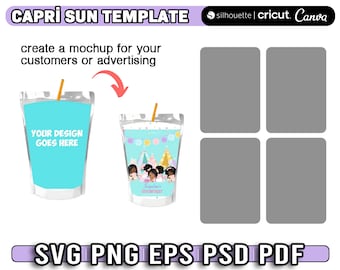Caprisun Template, Capri sun labels printed, Caprisun png, Juice Template Box, Birthday Caprisun Template Svg, Instant Download