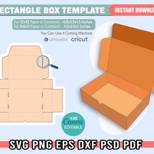 Rectangle Box Template Svg, Shipping Box Template, Rectangular Box Cut Template, Gift Box Template, Svg For Cricut, Cricut Box Template