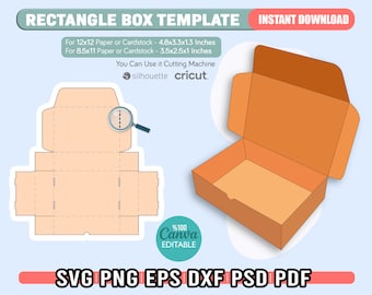 Rectangle Box Template Svg, Shipping Box Template, Rectangular Box Cut Template, Gift Box Template, Svg For Cricut, Cricut Box Template