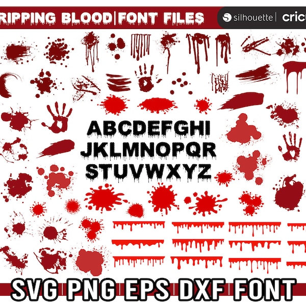 Splash Blood svg bundle, Blood Drip Svg, Dripping Blood Svg, Dripping Blood Font Svg, Blood Png Files, Instant download