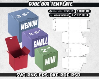 3 Cube Box Template, Easy Classic Box Template, Classic Box Svg, Square Box Cut Template, Gift Box, Party Favors Box, Instant Download