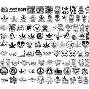 Mega Weed Svg, Cannabis Svg, Marijuanna Svg For Cricut, Pot Leaf, Weed Quote, Sublimation Files, Smokings Svg Bundle, Instant Download image 3