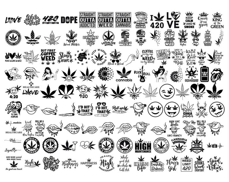 Mega Weed Svg, Cannabis Svg, Marijuanna Svg For Cricut, Pot Leaf, Weed Quote, Sublimation Files, Smokings Svg Bundle, Instant Download image 3