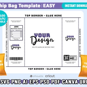 Easy Chip Bag Template Canva Editable Blank Chip Bag Party - Etsy