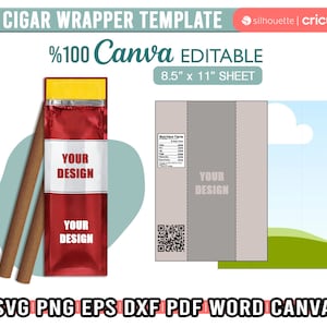 Sweet Cigar Wrapper Template Svg, Editable Full Wrapper, Cigaratte Pack, Canva, Cricut, Silhouette, Printable Sheet, Instant Download