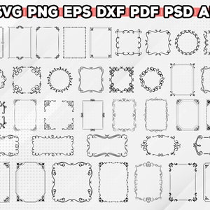 Pakiet elementów dekoracyjnych SVG, dzielniki obramowania SVG, dzielnik tekstu SVG, strzałka SVG, obramowanie SVG, wesele SVG, DXF, PNG, Cricut/sylwetka zdjęcie 2