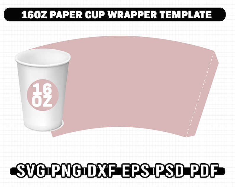 Paper Cup Wrapper Template Bundle, 5 Sizes Paper Cup Wrapper SVG, Paper Coffee Cup Template, 4oz 8oz 9oz 12oz 16oz Instant image 7