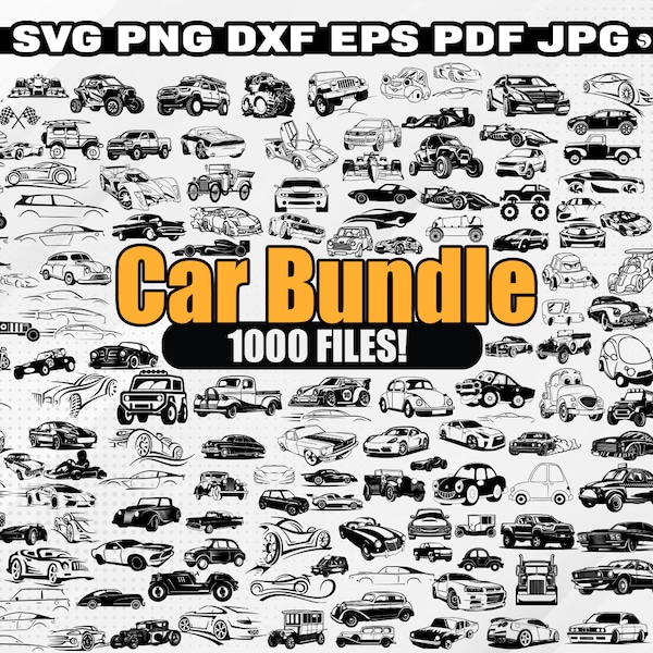 Auto-Svg-Bundle, Retro-Auto-Silhouette-Svg, Sportwagen-Svg, Oldtimer-Vektorgrafik, Clipart - Aufkleberdateien, Laser-Schnittdateien, Clipart für Cricut