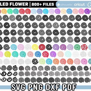 Rolled Flower Svg, 3D flower svg, Paper flower svg, flower roll svg, rolled flowers cut files, svg for cricut, Roller Flower Template