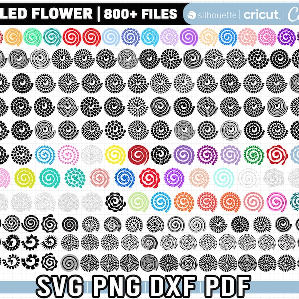 Fiore arrotolato in formato Svg, fiore 3D in formato SVG, fiore di carta in formato SVG, rotolo di fiori in formato SVG, file tagliati di fiori arrotolati, SVG per cricut, modello fiore a rulli